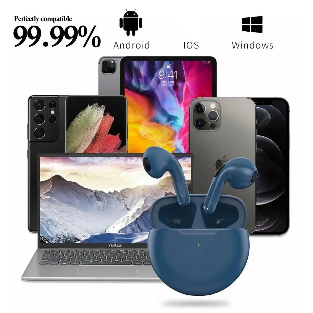 Oryginalny Air Pro6 TWS bezprzewodowe słuchawki Bluetooth słuchawki douszne Bluetooth słuchawki Stereo Bluetooth Earphonesf lub iPhone Xiaomi Huawei