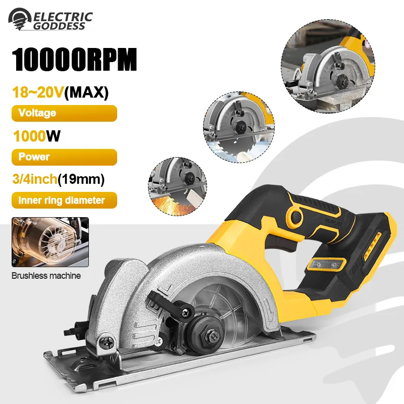 

Electric Goddess 5in Brushless Motor ﻿Cordless Electric Circular Saw Rechargeable Handheld Woodwork Saw For Dewalt 20V Battery
