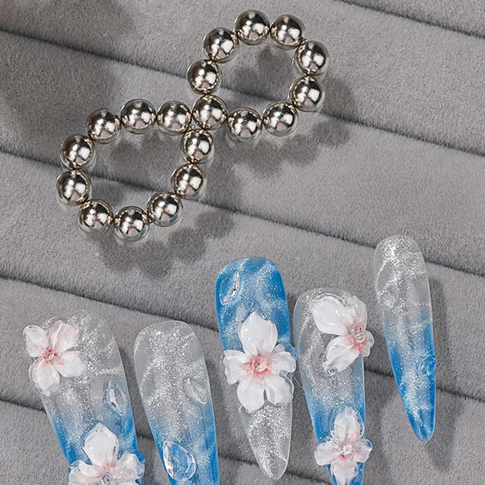 20개입 물결무늬 캣아이 마그네틱 젤 비즈 다기능 네일아트 꽃 조각 캣마그넷 DIY 네일아트 디자인 도구