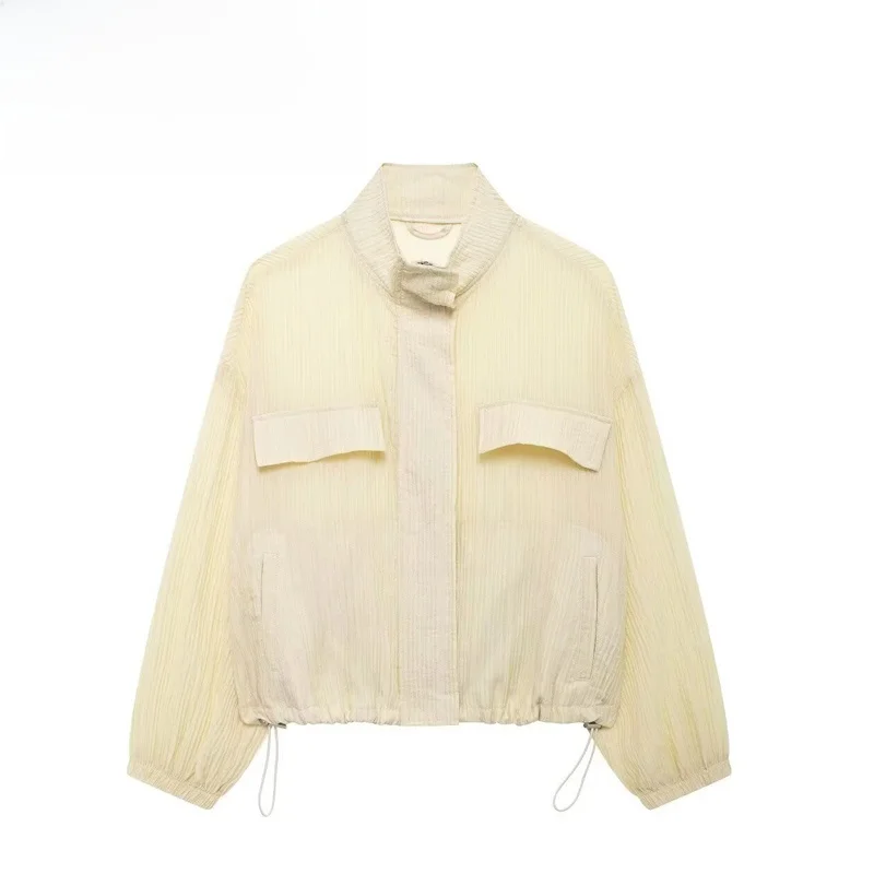 Fashionable Transparent Outerwear for Women Stylish Versatile Semi-Transparent Jacket Personality Short Coat for Summer