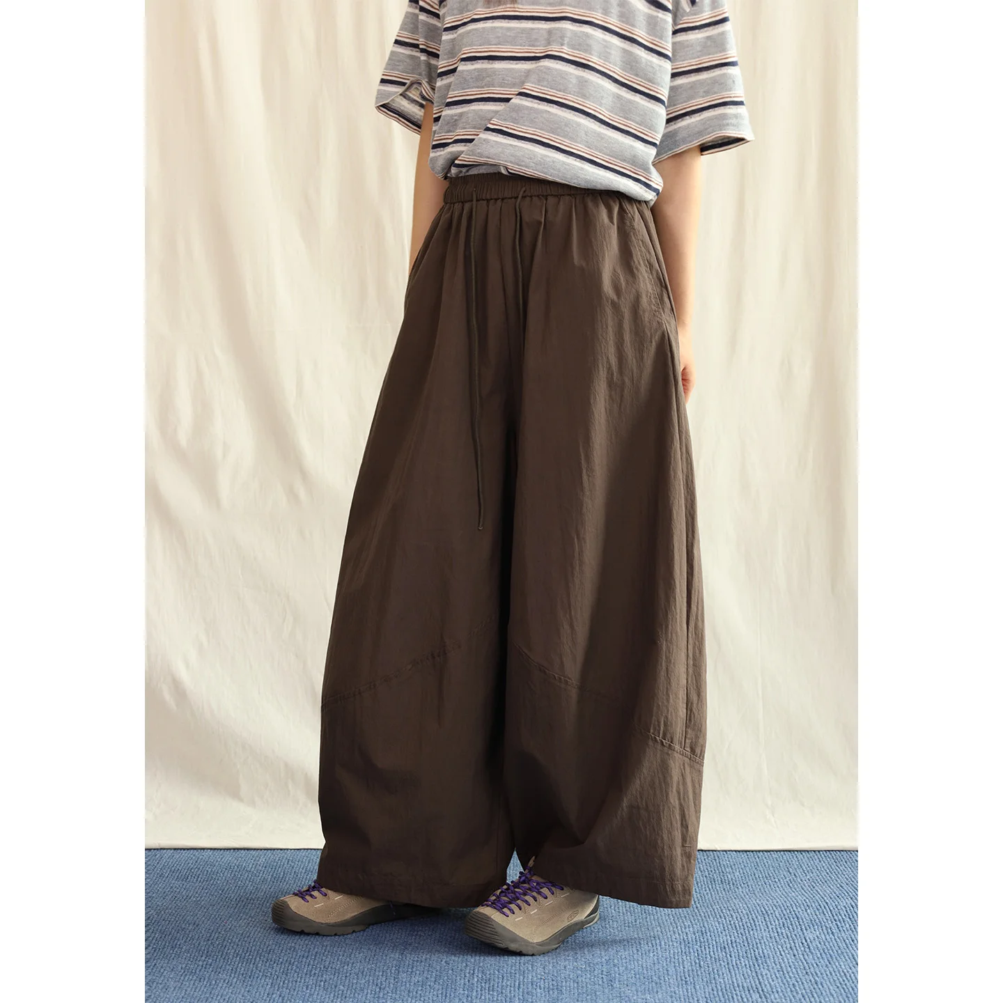 

Быстросохнущие рабочие брюки на шнурке, коричневые, в японском стиле, повседневные, из смесового хлопка, удобные, унисекс