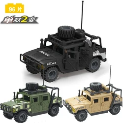 WW2 Military Humvee Jeep H1 2 Modes Armored Vehicle Army Car Building Blocks Bricks Classic Model Figure Moc Toys Boys Kids Gift