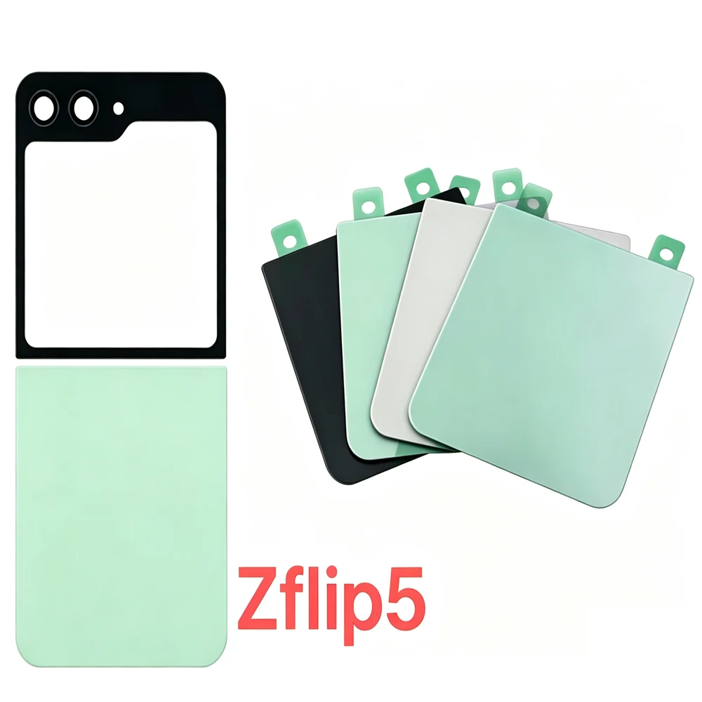 Glass Panel For Samsung Galaxy Z Flip5 Flip 5 F731B Back Battery Cover Door Rear Housing Cover Replacement Case With Camera Lens