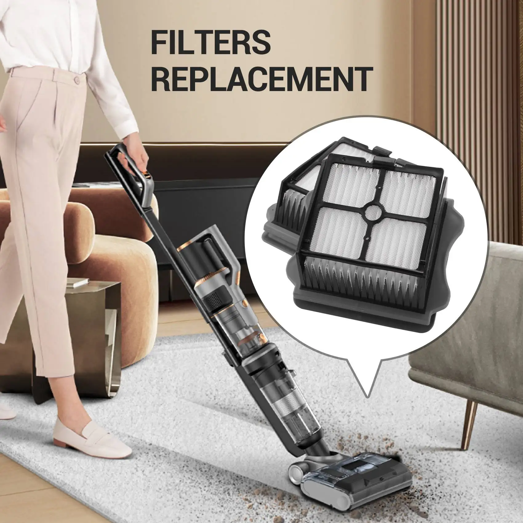 Rullo spazzola di ricambio e filtro HEPA per vuoto per Tineco Floor ONE S5 aspirapolvere a secco senza fili