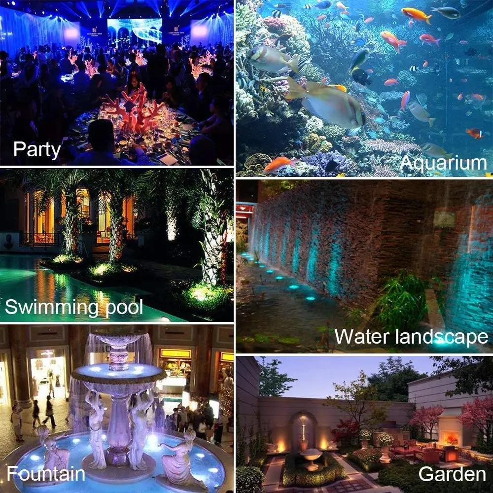 Luz LED subacuática RGB IP68, lámpara de acuario impermeable, 36LED, luz de punto de paisaje para piscina, tanque, fuentes, estanque de agua