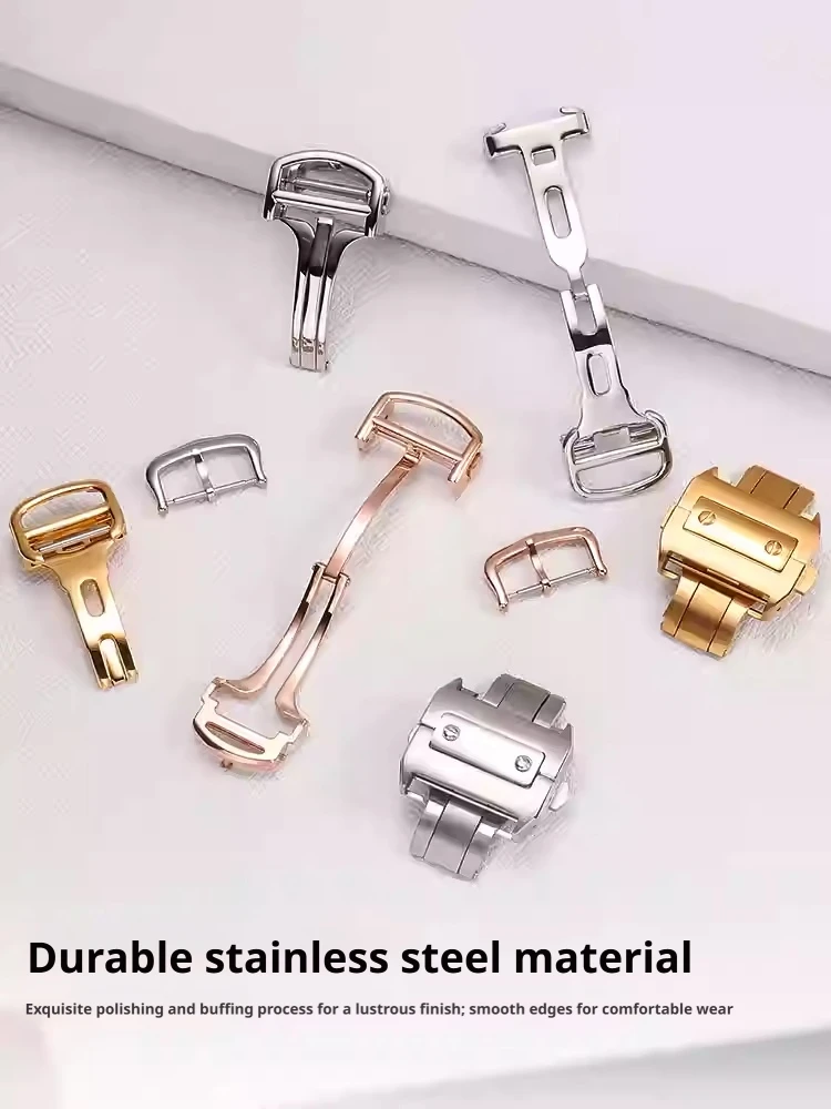 Premium quality solid stainless steel buckle for Cartier Santos Dumont Roadster Pin buckle Butterfly folding clasp Accessories