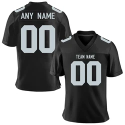 Custom American Football Jersey Black Gray Personalized Printed Team Name Number Adult Kids Breathable Athletic Fans Gift