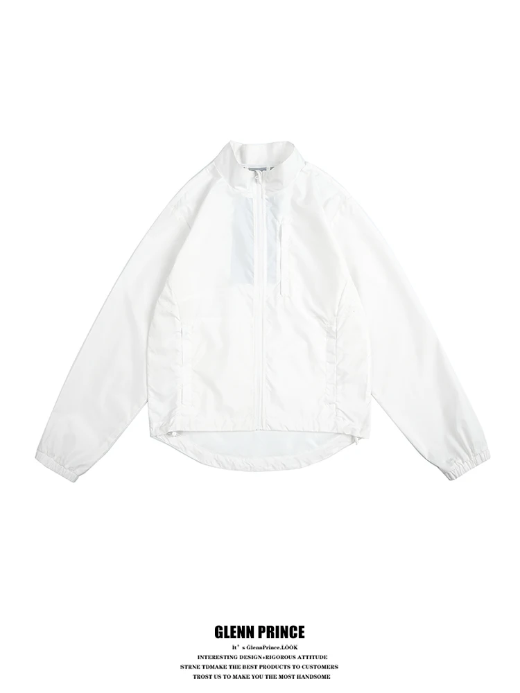 

GPstudio Reflective Cycling Clothing Men's Lightweight Long Sleeve White Sports Jacket Outdoor Safety Night Ride Running