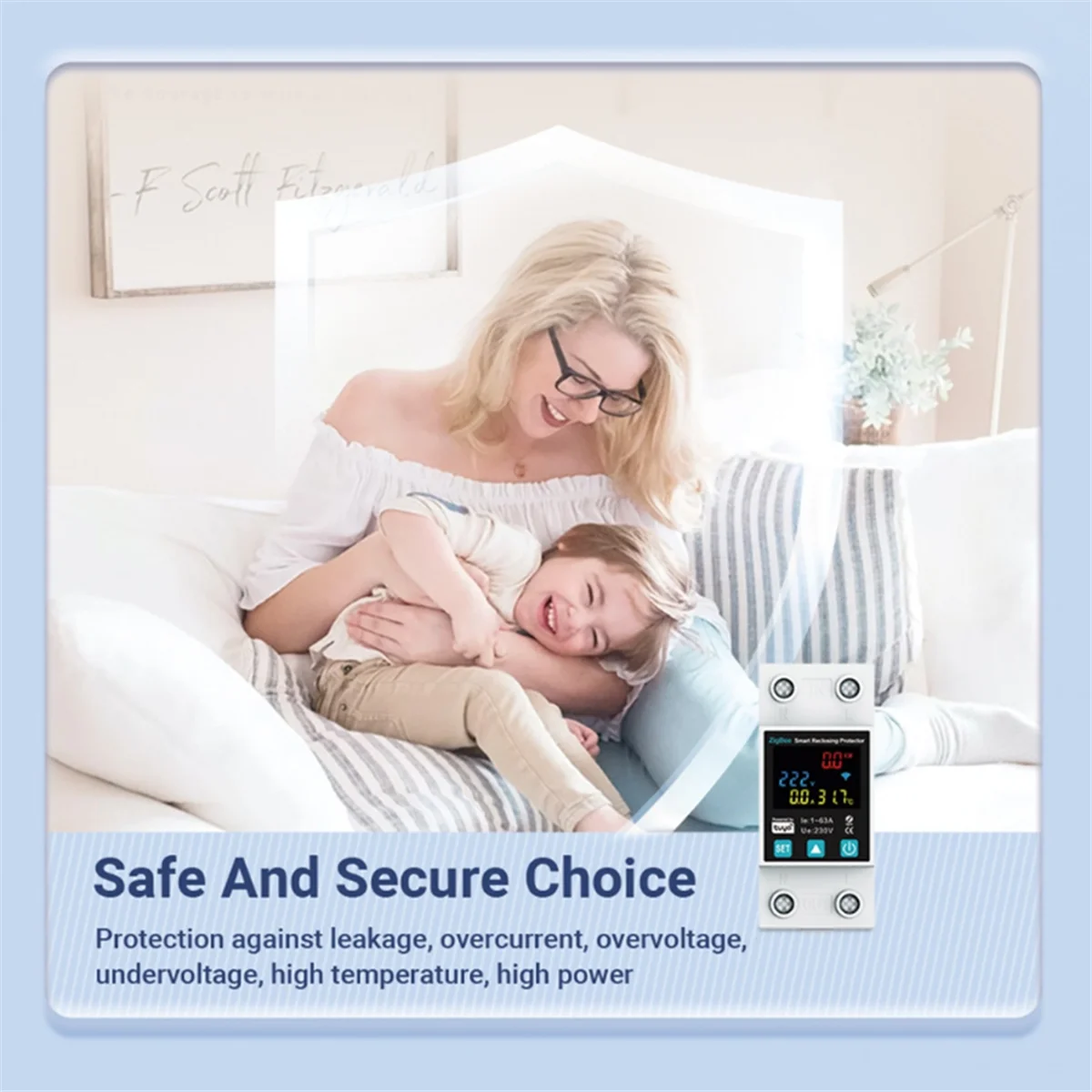 

ZigBee TUYA Smart Life 2P/63A Автоматический выключатель Утечка на землю Защита от пониженного напряжения Реле Счетчик энергии