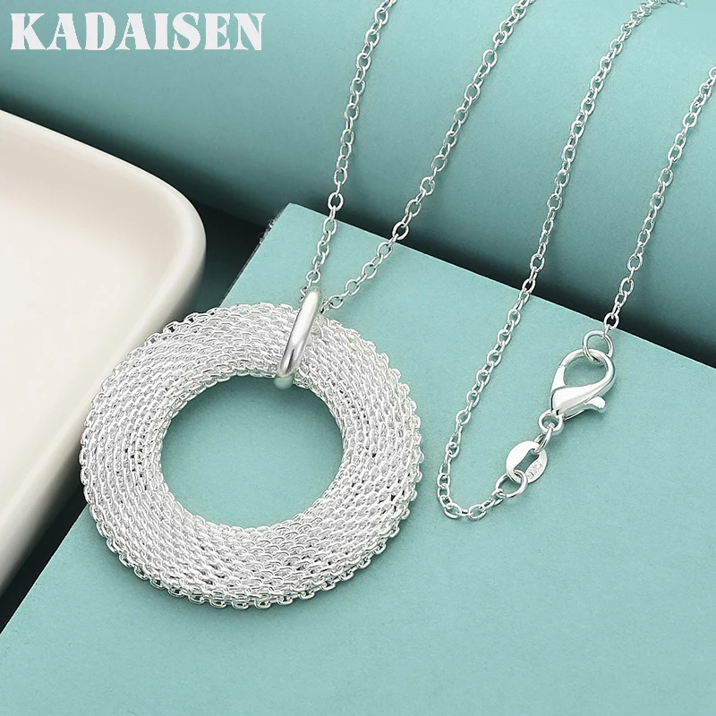 

40-75cm Luxury Designer Network Circle Pendant 925 Sterling Silver Necklace For Women Party Wedding Fashion Jewelry Gifts