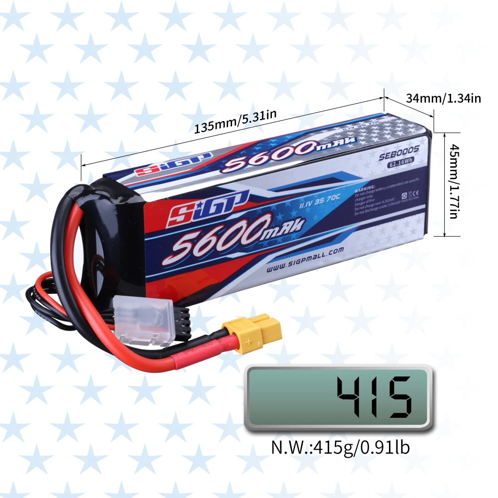 Bateria SIGP 3S Lipo, Soft Pack com Conector XT60 para Carro RC, Caminhão, Tanque, Barco, Passatempo de Corrida, 5600mAh, 7100mAh, 11.1V, 70C