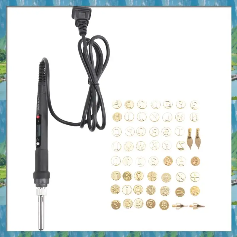 

The 56 Pcs DIY Wood/Leather Burning Set DIY Wood/Leather Burning Kit Parts Tool With Letters, US Plug