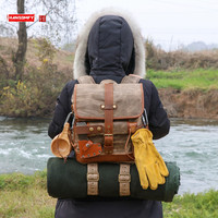 Men's And Women Backpacks Outdoor Camping 20L Vintage Waterproof Oil Wax Canvas With Leather Backpack Sport Climbing Leisure Bag