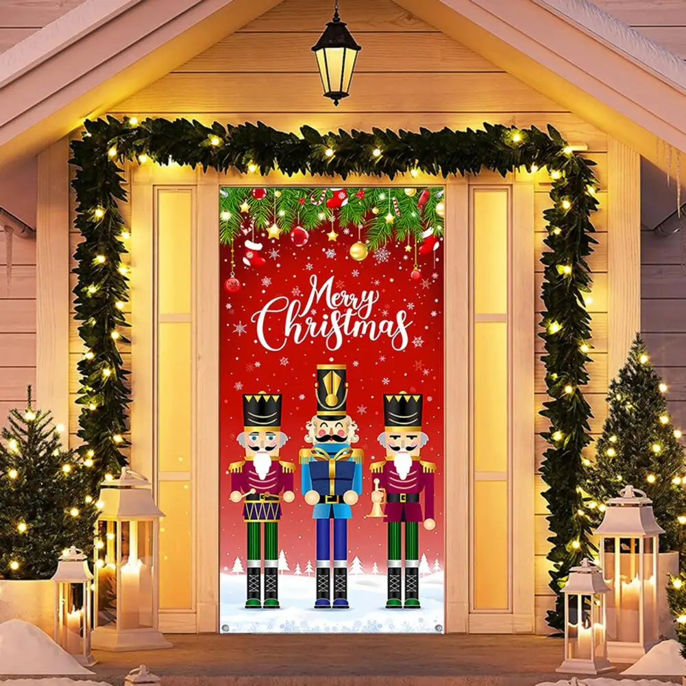 

Santa Claus Themed Christmas Festive Christmas Door Curtains Santa Claus Print Fine Workmanship Home Decoration