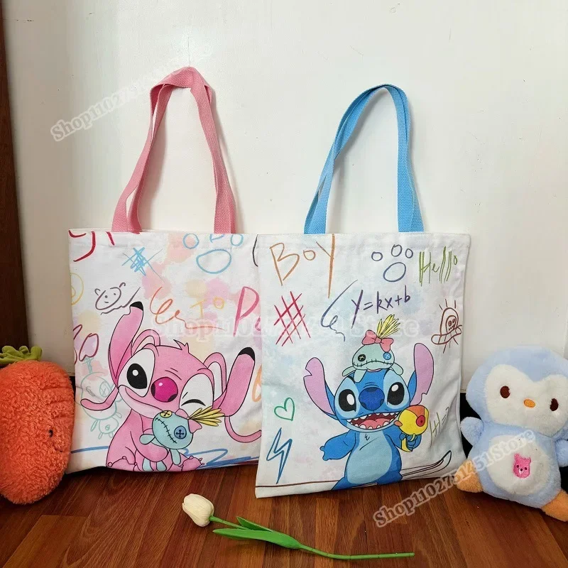 35x40 cm Leuke Stitch Canvas Draagtas voor dames Canvas Handtassen Anime Lilo en Stitch Grote Capaciteit Winkelen schoudertassen