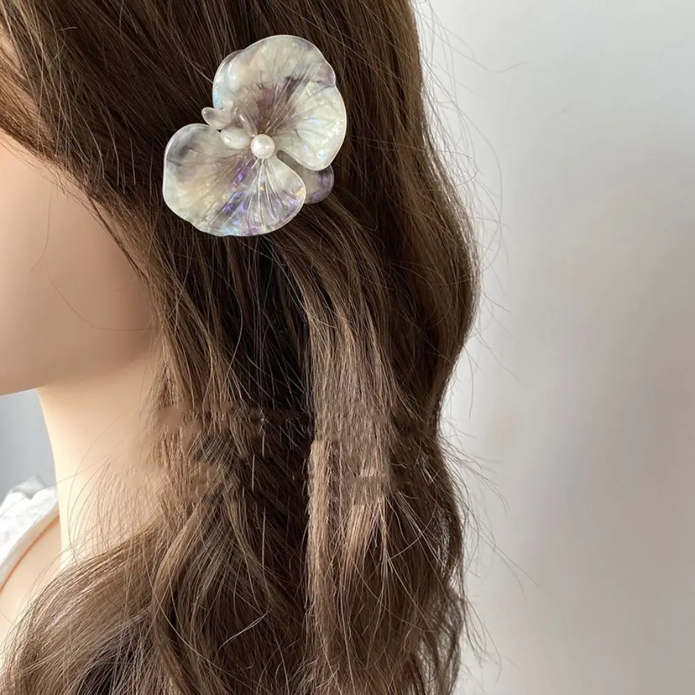 Side Clip Acetic Acid Hairpin Floral Butterfly Orchid Flower Duckbill Clip Back Clip Korean Style Fresh Barrettes Female