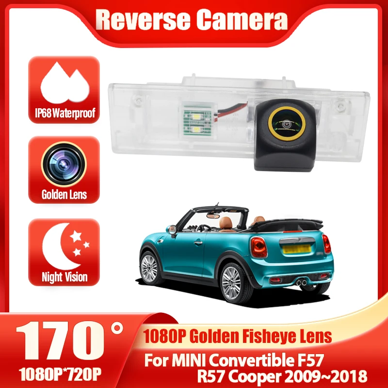 HD Rear Camera For MINI Convertible F57 R57 Cooper 2009~2018 Night vision Backup Reversing Camera License plate Camera Golden