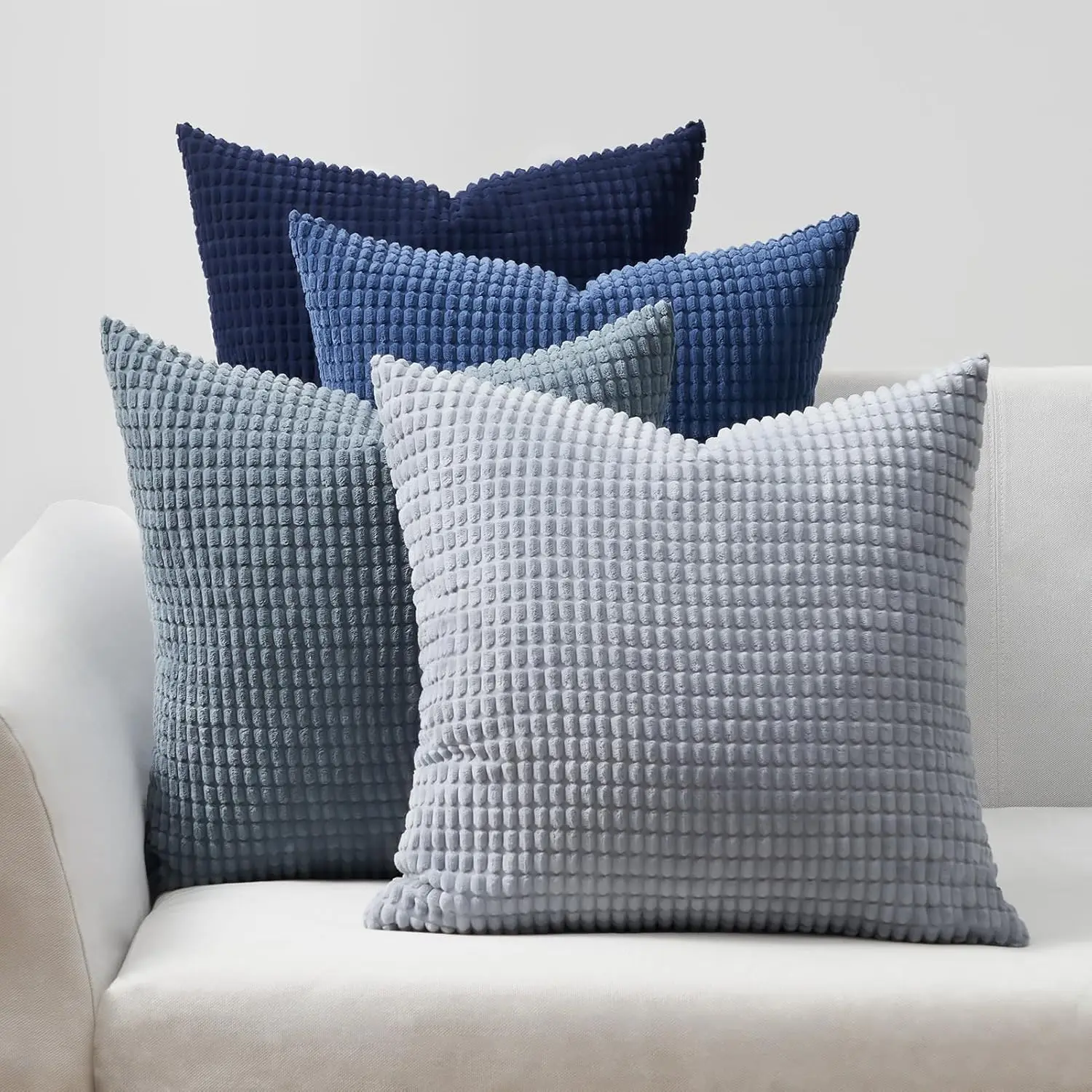 

Summer Throw Pillow Covers 20X20 H Set Of 4,Blue Corduroy Decorative Cushion Cover,Modern Unique Pillow For Couch,Sofa,Living