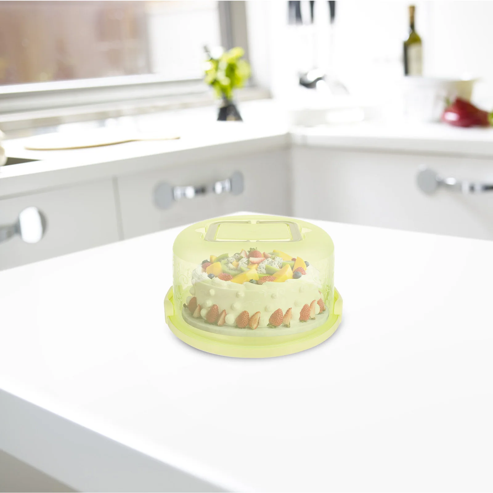 

Portable Crisper Food Container Plate Cover Cake Carrier Paper Cup Storage Green