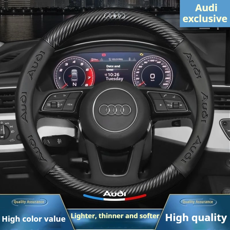 

Car steering wheel cover Carbon fiber steering wheel cover For Audi A3 Q5 Q3 Q4 A5 A7 A8 A4 B8 B7 A6 C7 RS3 RS4 RS5 RS6