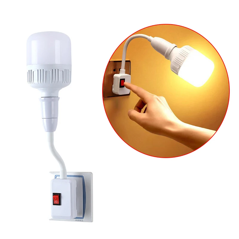 E27 Lamp Base Adjustable Rotating Holder Light Flexible Bend Mobile Test LED Light Socket Light Bulb Adapter Plug Switch