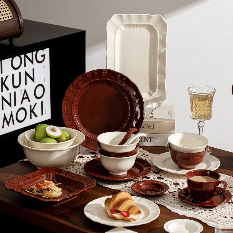 Juegos de Vajilla de Estilo Europeo Estéticos, Juegos de Vajilla Elegantes Italianos Modernos y Únicos, Vajilla de Cerámica para Cocina, Juego de Vajilla de Porcelana