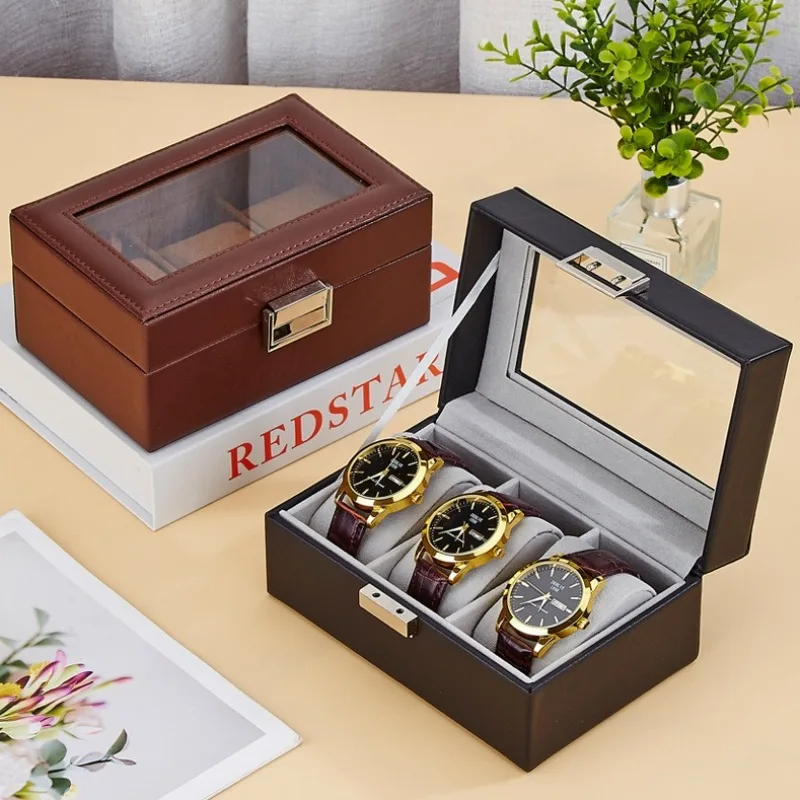 Leather Watch Storage Box Transparent Wholesale Watches Boxes Men's Watch Display Cases Travel Luxury Wristwatch Organizer Case