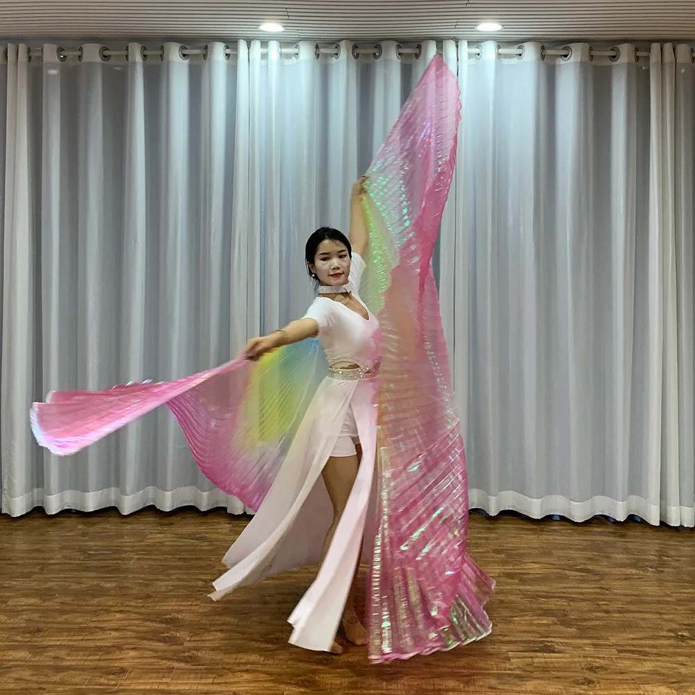 Dance wings back decoration props tricolor blue yellow red gradual change big gold wings oriental dance Indian performance cost