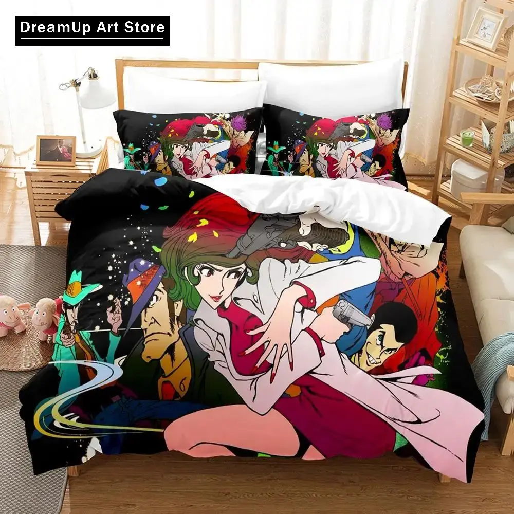 3D Print Lupin the Third Mine Fujiko Anime Bedding Set Boys Girls Twin Queen Full Size Duvet Cover Pillowcase Bed Adult Bedroom