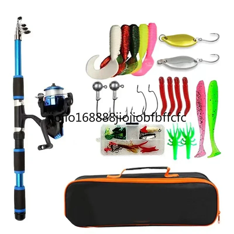 Suitable For Complete set of fishing rod set with telescopic fishing rod and rotating reel bait hook
