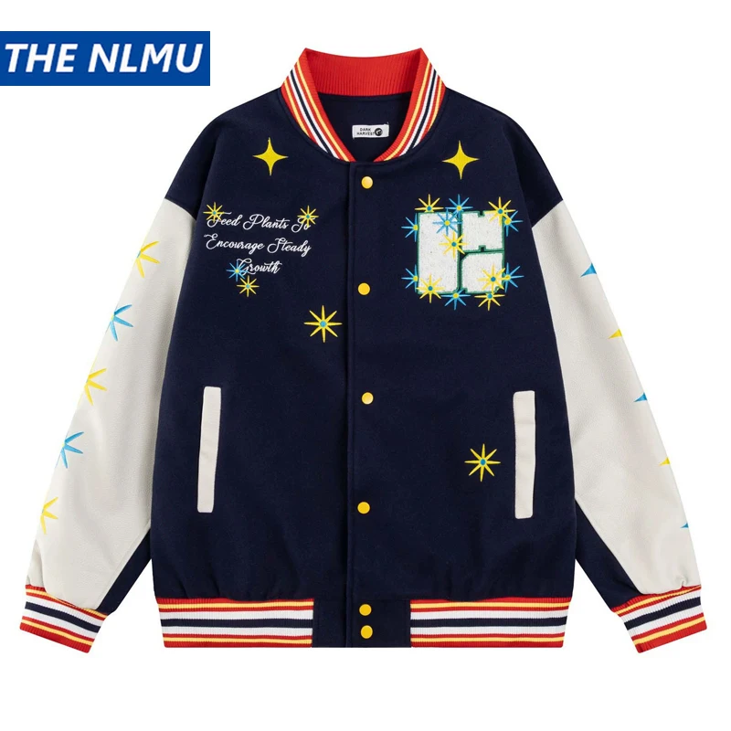 

Men Letter Embroidered Baseball Jackets 2025 Unisex Varsity Jacket Men‘s Harajuku Streetwear Hip Hop Patchwork Jacket