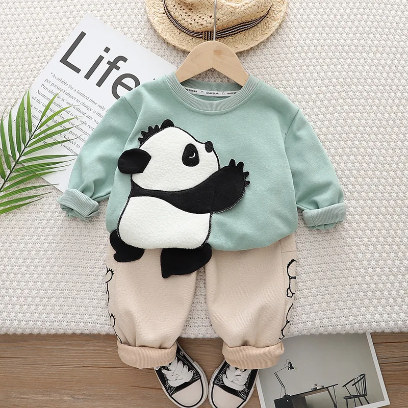 

Korean baby set Spring and Autumn baby boy girl girl child cute cartoon sweatshirt sweatpants casual pants set