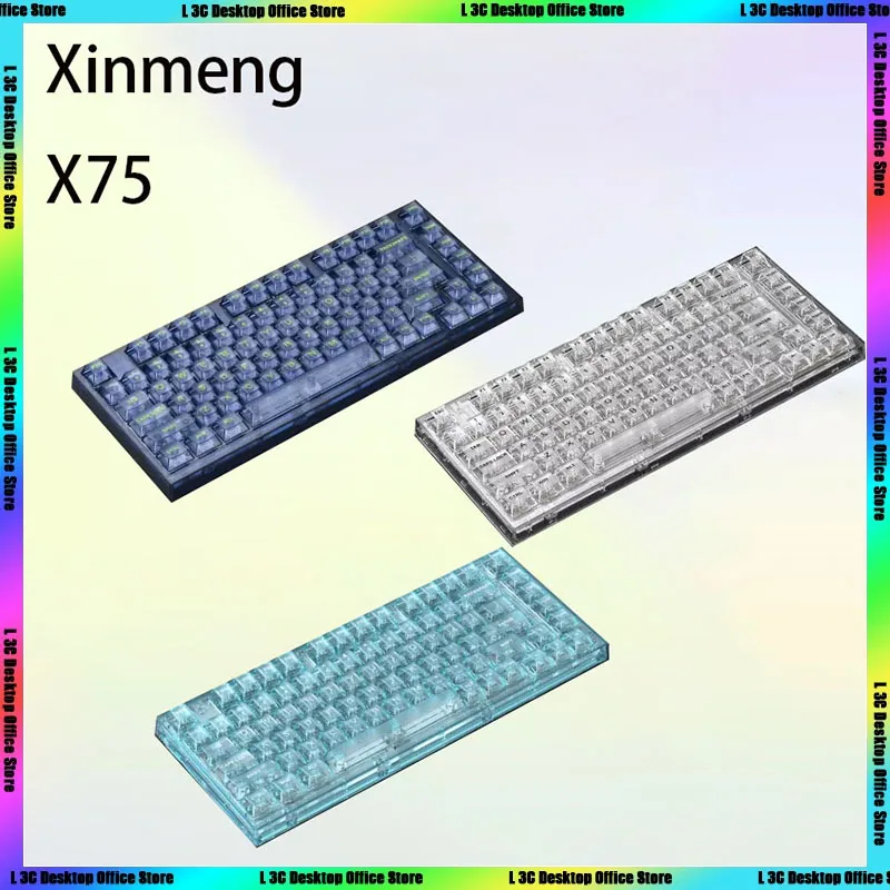 

Xinmeng X75 Wireless Three Mode Mechanical Keyboard Bluetooth Transparent Gasket Rgb Backlight Hot Plug E-Sports Game Keyboard