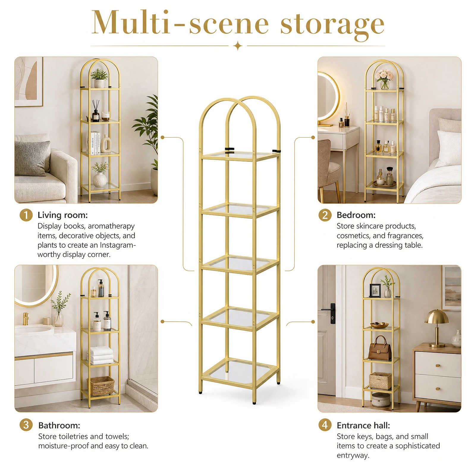 Bookshelf 5 Tier - 【US】5 Tier Open Bookshelf Metal Tempered