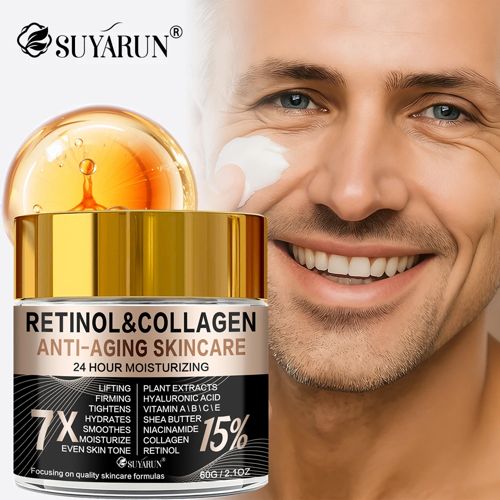 Retinol Collagen Anti-Aging Face & Eye Cream in Glass Jar - Moisturizing & Wrinkle Reduction for Firm Skin.