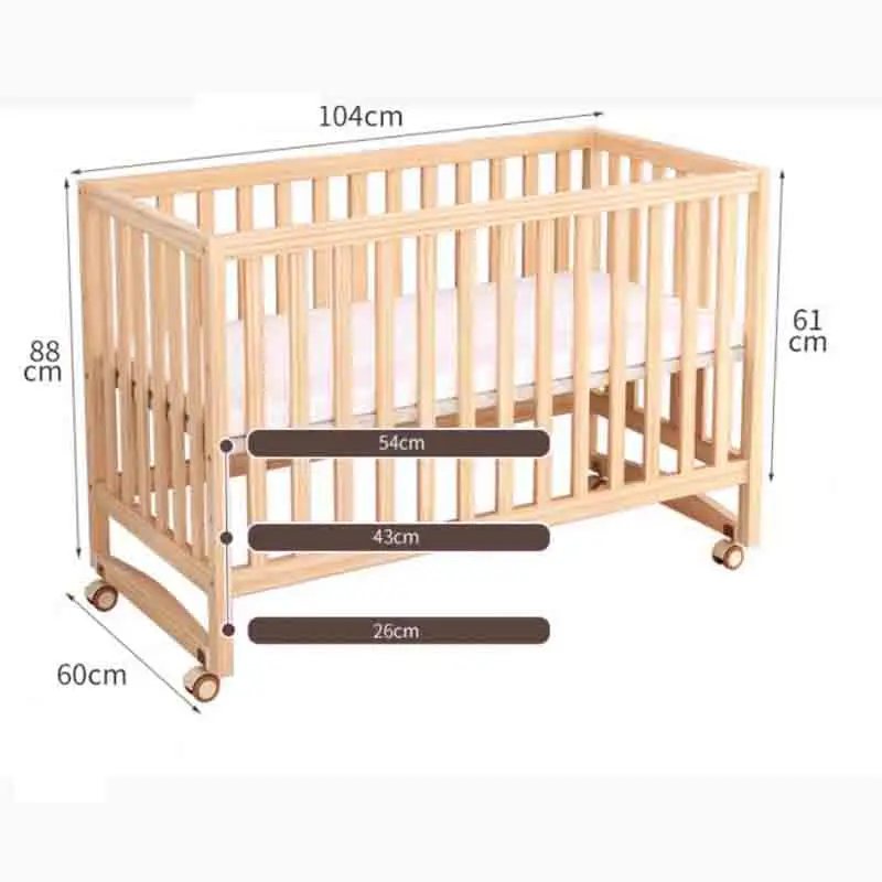 Multifunctional Baby Crib, Wood Newborn BB Cradle Cot With Bedding sets And Mosquito Net