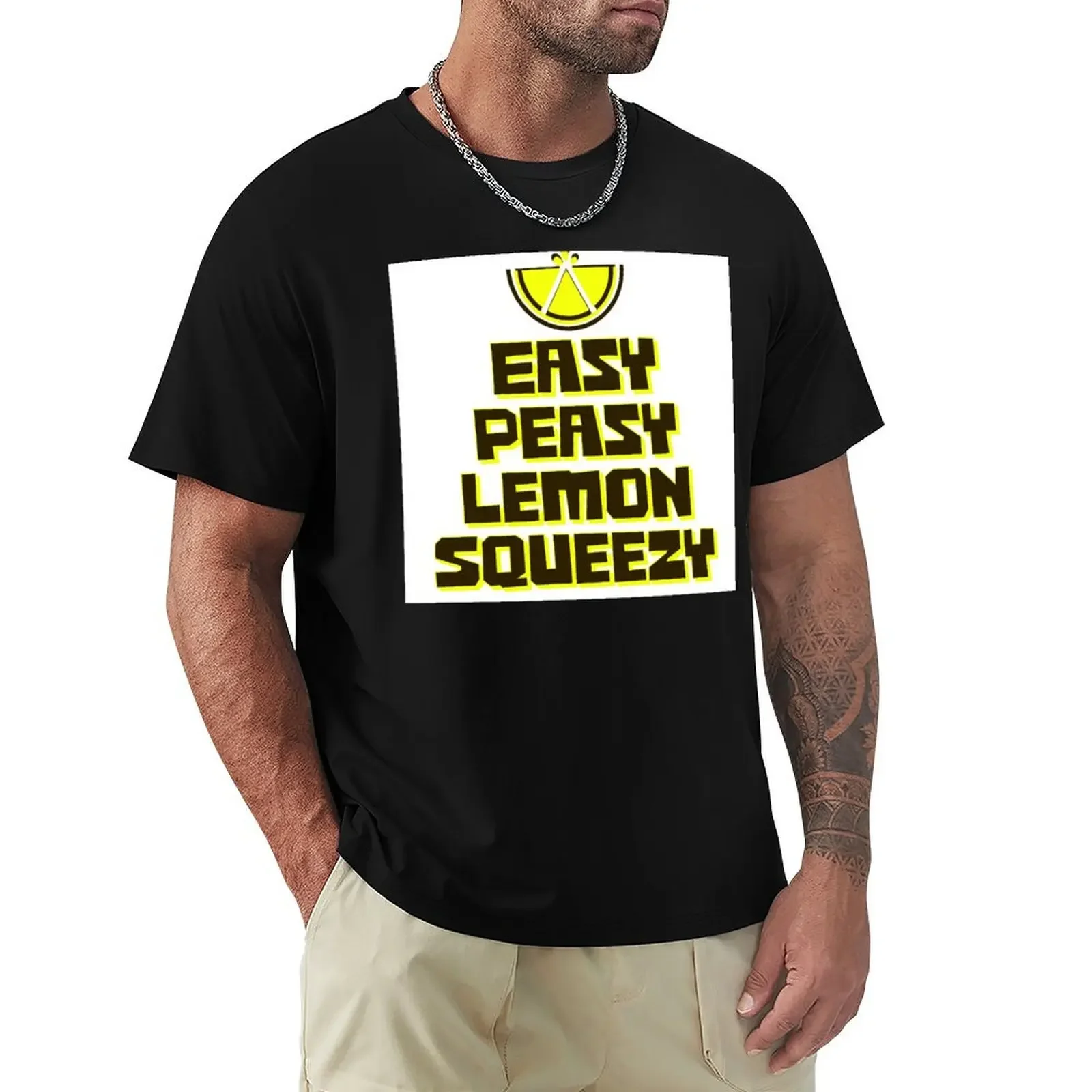 Easy Peasy Lemon Squeezy graphic on white T-Shirt Short sleeve tee oversizeds oversized t shirt heavyweight t shirts for men