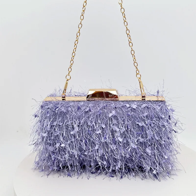 Sac à main à pompon violet pour femme, sac fourre-tout initié, sac à bandoulière, sac à main de soirée, créateur de luxe, tendance PU, haute qualité, 2023