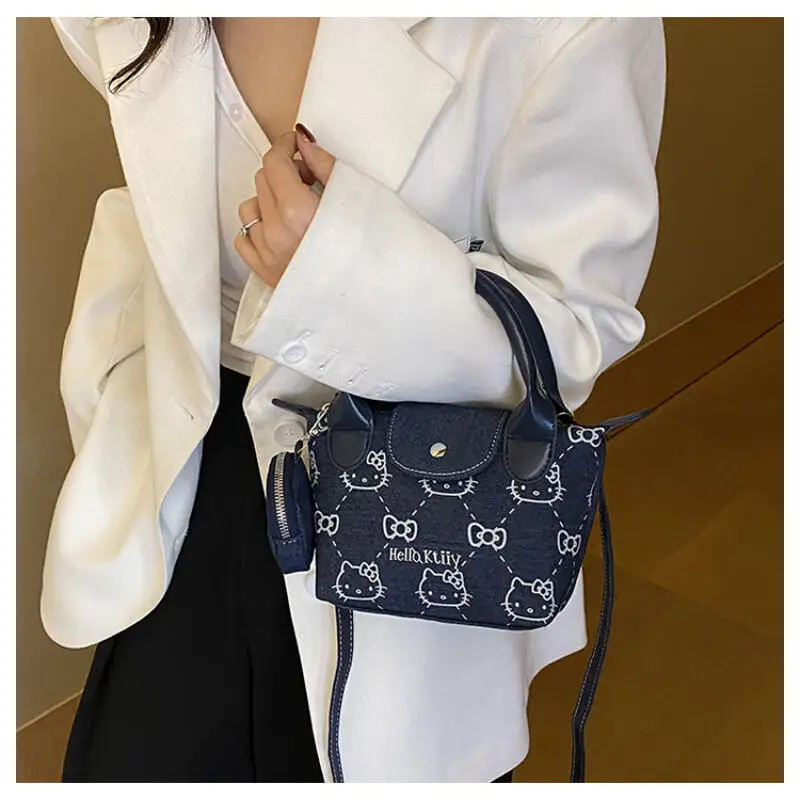 Kawaii مرحبا كيتي الدنيم محفظة لطيف الكرتون شخصية الكتف حقيبة ساعي دائم سستة جيب النساء الفتيات هدية