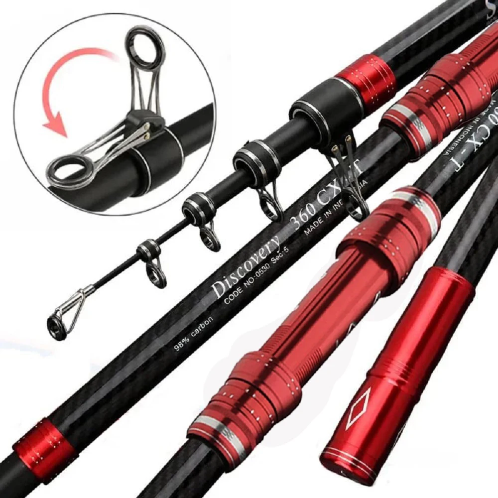 

2.7m 3.6m 3.9m 4.5m Telescopic Fishing Pole Heavy Spinning Rod Big Fish 20kg Carbon Fiber Travel Saltwater Freshwater Fishing