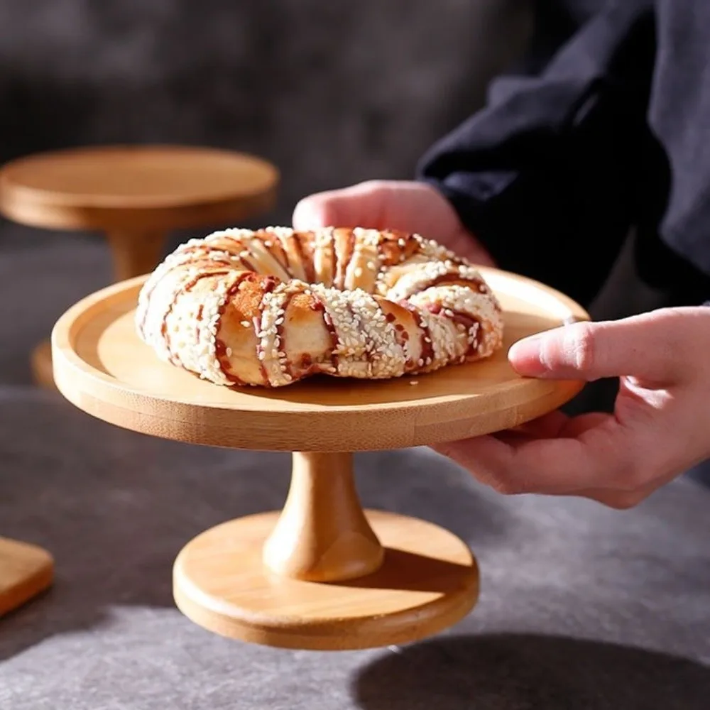 

Glass Cover Wooden Cake Stand Vintage Household Cake Display Stand Transparent with Lid High Foot Cake Plate Afternoon Tea