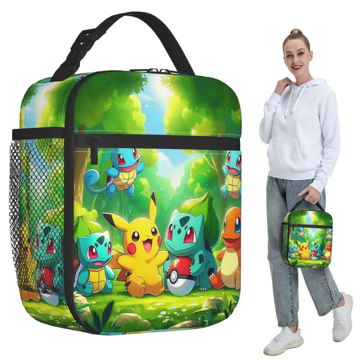 

Pocket Monster Cartoon Insulated Lunch Bag for Kids School Cooler Thermal Food Box Tote Portable Lunch Boxes Container