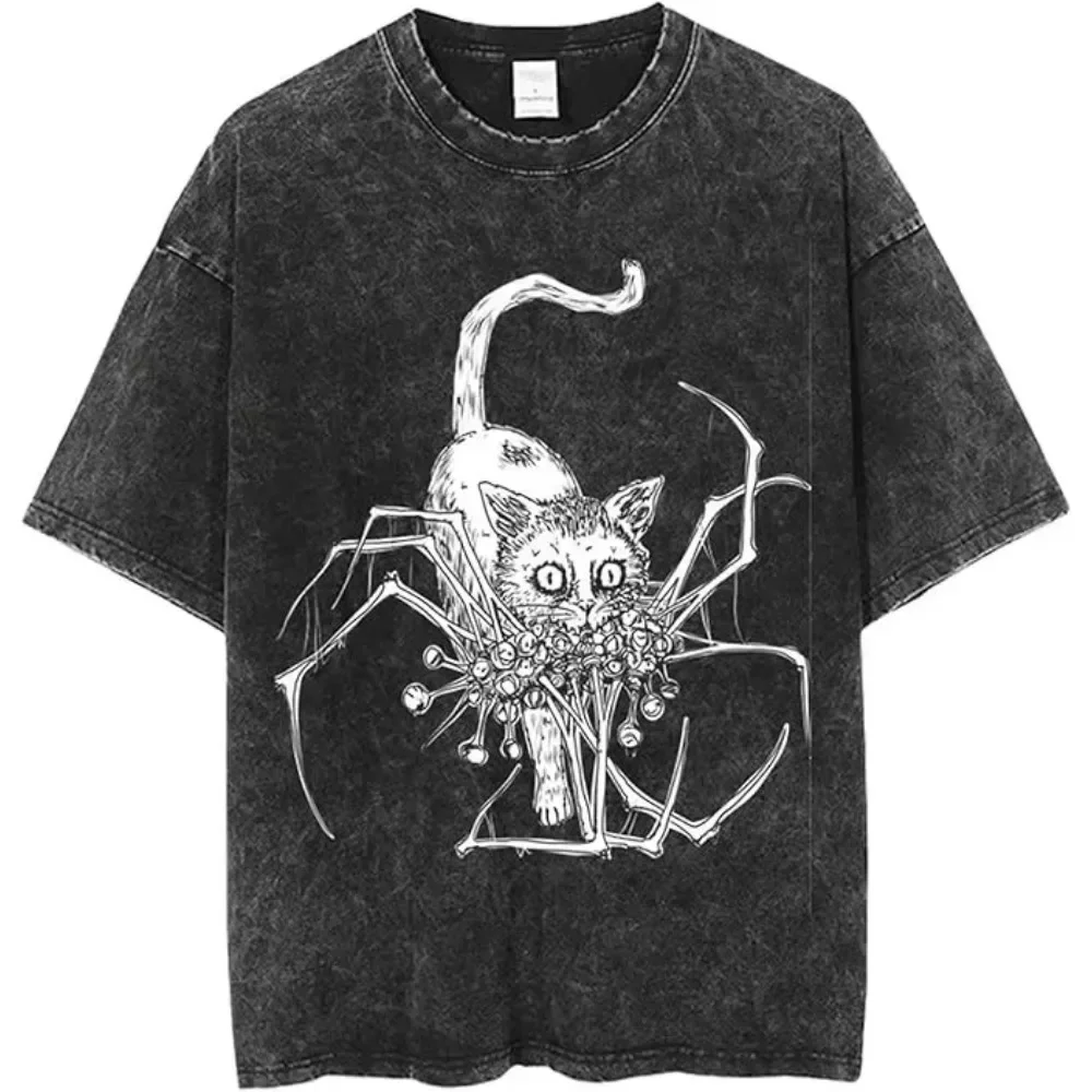 Anime Jujutsu Kaisen Gojo Satoru T Shirt Washed Men Women Cotton Harajuku T-Shirt Ryomen Sukuna Retro for Men and Women Tops Tee