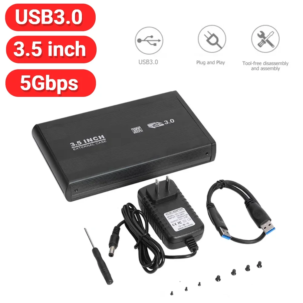 

2.5/3.5 inch HDD Case USB3.0/2.0 to SATA Port SSD HDD Hard Drive Case Enclosure 5Gbps USB 3.0 External Solid State Hard Disk Box