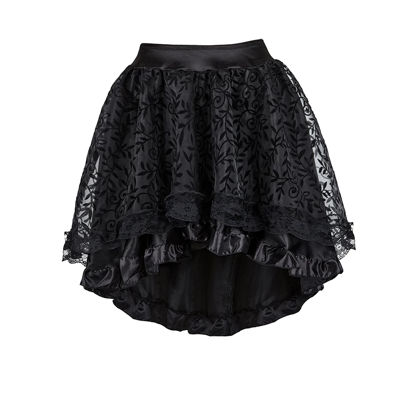 Two Layer Fabric Lace Shaping Skirts Women's Brown Black Punk Style Skirt  Plus Size