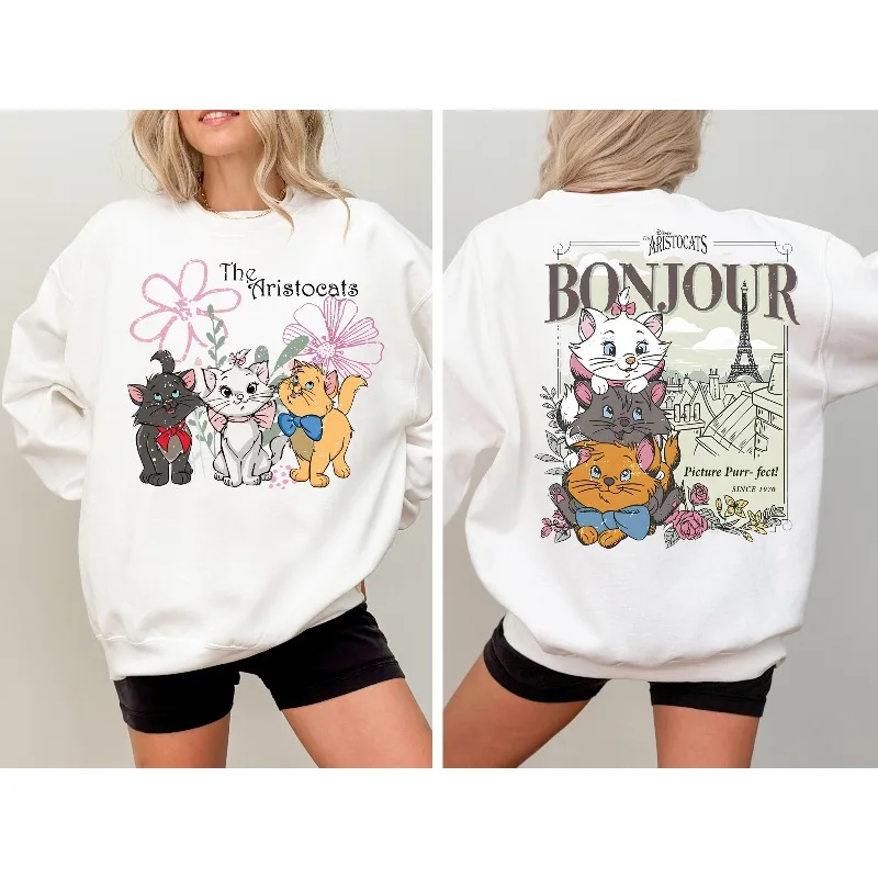 Disney Mary Cat in Paris Damen Hoodie Herbst/Winter Neue Herren- und Damen-Casual-Mode Harajuku Street Hoodie