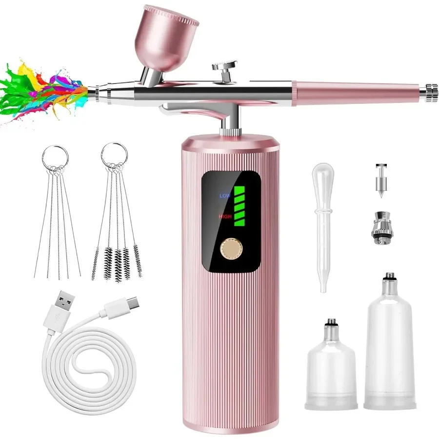 

Airbrush Kit with Compressor 48PSI HighPressure NonClogging Air Brush Set Cordless Rechargeable with 0.3mm Nozzle Ideal for Pai