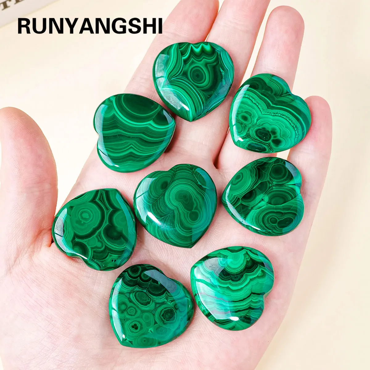 1pc Malachite Heart Palm Worry Stone - 1pc Natural Crystal for Reiki, Chakra Balancing & Love