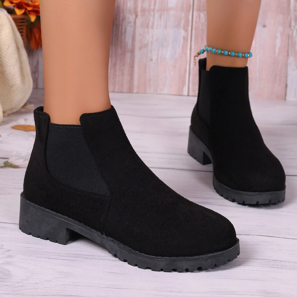 Women Solid Color Lazy Ankle Boots/Lightweight Non-slip Slip-on Design/Outdoor Casual fashion Short Boots/Punk Style Ladies Chike Boots