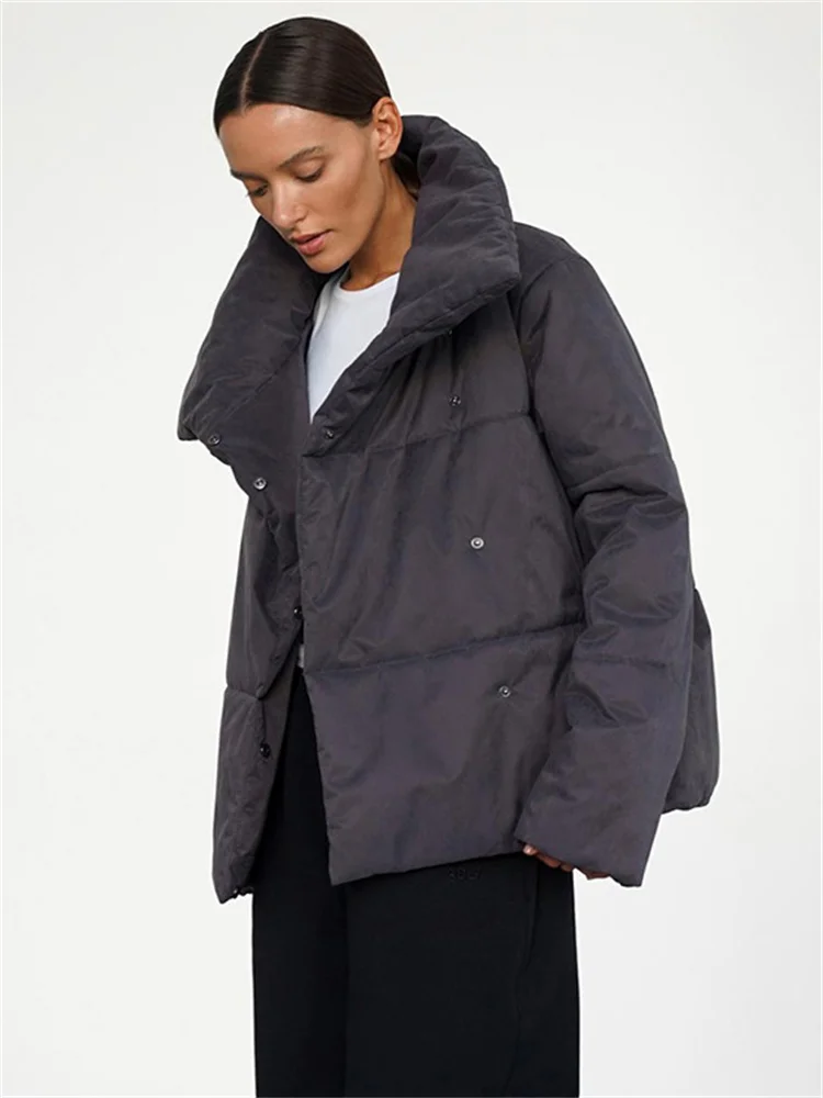 Tossy Winter Warm Parkas Overcoat For Women Patchwork Solid Turtleneck Pocket Casual Long Sleeve Coat 2025 Female Commute Parkas